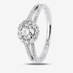 1888 Collection Platinum Brilliant Cut 0.68ct Diamond Split Shoulders Cluster Ring DSC64