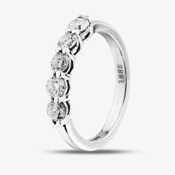1888 Collection Platinum 0.80ct Certificated Round Cut Diamond Five Stone Ring HET1001(.75CT PLUS)
