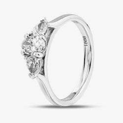 1888 Collection Platinum 0.69ct Certificated Oval & Pear Cut Three Stone Ring R3-2034(.60CT PLUS)