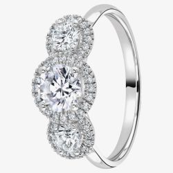 1888 Collection Platinum 0.60ct Certificated Brilliant Cut Diamond Triple Cluster Ring R3-2042(4.5)