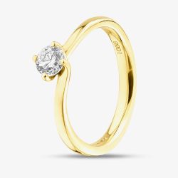 1888 Collection 18ct Yellow Gold 0.33ct Certificated Round Cut Diamond Twist Solitaire Ring RI-137(.33CT PLUS)