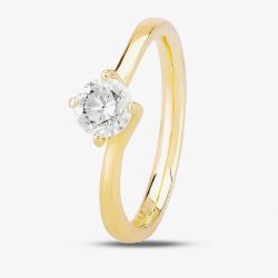 1888 Collection 18ct Yellow Gold 0.70ct Certificated Brilliant Cut Diamond Twist Solitaire Ring RI-137(.70CT PLUS)