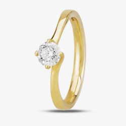 1888 Collection 18ct Yellow Gold Brilliant Cut 0.50ct Diamond Twisted Solitaire Ring RI-137