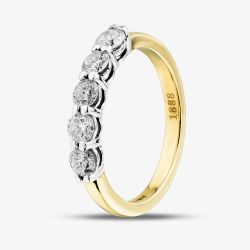1888 Collection 18ct Yellow Gold Certificated 0.75ct Round Cut Diamond Five Stone Ring HET1001(.75CT PLUS)