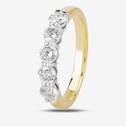 1888 Collection 18ct Yellow Gold Brilliant Cut 1.01ct Five Stone Diamond Ring HET1001