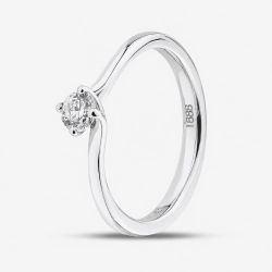 1888 Collection 18ct White Gold 0.25ct Certificated Round Cut Diamond Twist Solitaire Ring RI-137(.25CT PLUS)