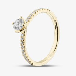 1888 Collection 9ct Yellow Gold 0.48ct Brilliant Cut Diamond Twist Solitaire Shoulder Set Ring RSP01-9Y-0.33-H-SI2