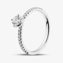 1888 Collection 9ct White Gold 0.48ct Brilliant Cut Diamond Twist Solitaire Shoulder Set Ring RSP01-9W-0.33-H-SI2