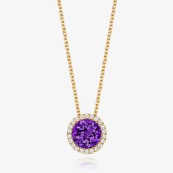 Tivon 18ct Yellow Gold Amethyst & Diamond Pendant PY-0849-AM