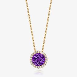 Tivon 18ct Yellow Gold & Brilliant Cut Amethyst Diamond Set Pendant Necklace PY-0849-AM