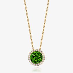 Tivon 18ct Yellow Gold Brilliant Cut Peridot Diamond Set Pendant Necklace PY-0849-PD 
