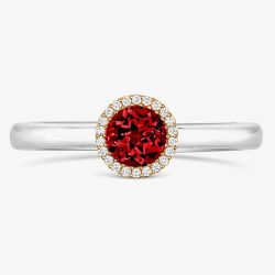 Tivon 18ct White Gold & Brilliant Cut 0.60ct Garnet Halo Ring RTT-1637-GR