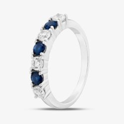 Sterling Silver Brilliant Cut Blue & White Cubic Zirconia Half Eternity Ring S2215