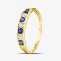 9ct Yellow Gold Blue & Clear Cubic Zirconia Half Eternity Ring PR02470SA