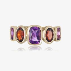 9ct Yellow Gold Amethyst & Garnet Dress Ring DOM337