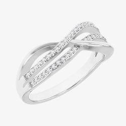 Silver Cubic Zirconia Double Crossover Ring 8.84.8809
