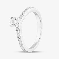 Sterling Silver Brilliant Cut Cubic Zirconia Shoulder Set Solitaire Ring S2107