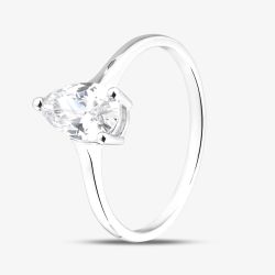 9ct White Gold Pear Cut White Cubic Zirconia Solitaire Ring 5.84.1549