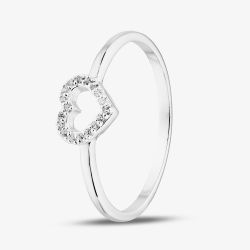 Sterling Silver Cubic Zirconia Open Heart Ring 042-58411/SP