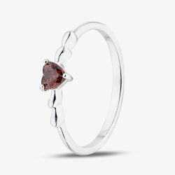 Sterling Silver Heart Shaped Red Cubic Zirconia Ring 042-60407/SP RED
