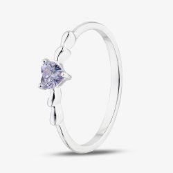 Sterling Silver Heart Shaped Lilac Cubic Zirconia Ring 042-60407/SP LILAC