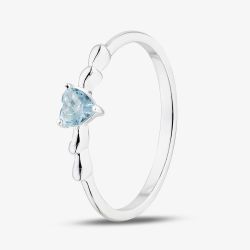 Sterling Silver Heart Shaped Light Blue Cubic Zirconia Ring 042-60407/SP LIGHT BLU