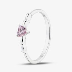 Sterling Silver Heart Shaped Pink Cubic Zirconia Ring 042-60407/SP PNK