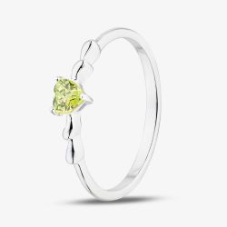 Sterling Silver Heart Shaped Light Green Cubic Zirconia Ring 042-60407/SP LIGHT GRN