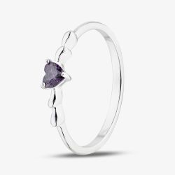 Sterling Silver Heart Shaped Purple Cubic Zirconia Ring 042-60407/SP PURP