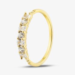 Yellow Gold Plated Sterling Silver Multi Cut Cubic Zirconia Half Eternity Ring 042-59103/GP