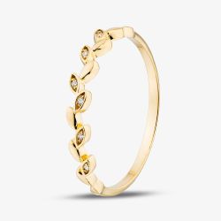 Yellow Gold Plated Sterling Silver Cubic Zirconia Leaf Ring 042-58879/GP