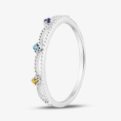 Sterling Silver Multi Colour Cubic Zirconia Two Band Ring 042-59920/SP