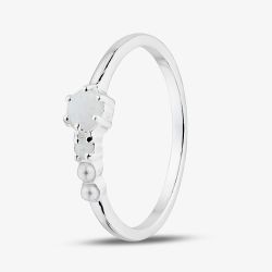 Sterling Silver Synthetic Opal & Simulated Pearl Ring 042-57056/SP