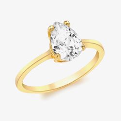 9ct Yellow Gold Pear-Cut Crystal Solitaire Ring 1.84.6251