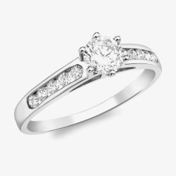 9ct White Gold Shoulder-Set Cubic Zirconia Solitaire Ring 5.84.4881