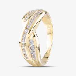 9ct Yellow Gold Cubic Zirconia Three Row Ring DIV130Y