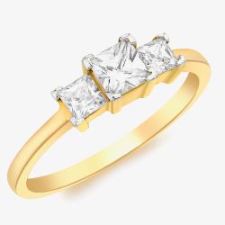 9ct Yellow Gold 3-Stone Graduated Crystal Ring 1.84.6461