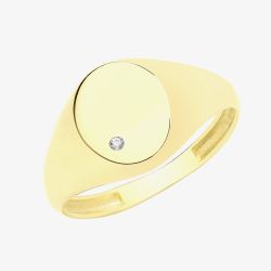 9ct Yellow Gold Cubic Zirconia Oval Signet Ring RN954
