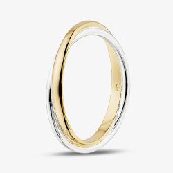 Sterling Silver Two Tone Cross Over Ring 012-27512