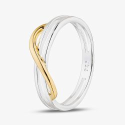 Yellow Gold Plated Sterling Silver Double Band Wave Ring 012-27511