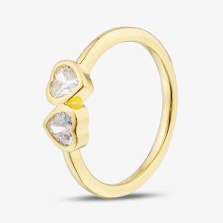 Yellow Gold Plated Sterling Silver Double Heart Ring AR9461Z/G