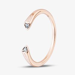 Rose Gold Tone Plated Sterling Silver Cubic Zirconia Heart Open Ring 05S2AVR518610