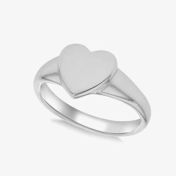 Silver Rhodium Plated Small Heart Shaped Signet Ring 8.81.0340