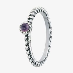 Silver And Cubic Zirconia Oxidised Purple Twist Ring R3443M
