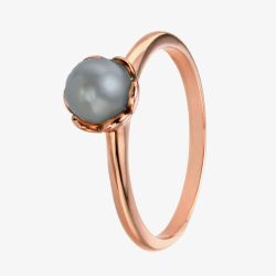 Rose Gold-Plated Grey Freshwater Pearl Flower Ring R3467H