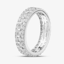 Silver Brilliant & Baguette Cut Cubic Zirconia Full Eternity Ring R7639-1