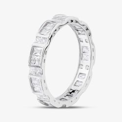 Silver Baguette & Brilliant Cut Cubic Zirconia Full Eternity Ring R7637-1