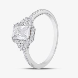 Silver Cubic Zirconia Shoulder Set Cluster Ring BSR13865