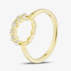 Gold Tone Plated & Blue Topaz Open Circle Ring MR-1056BT