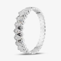 Sterling Silver Tapered Baguette Cubic Zirconia Half Eternity Ring 042-56904/SP